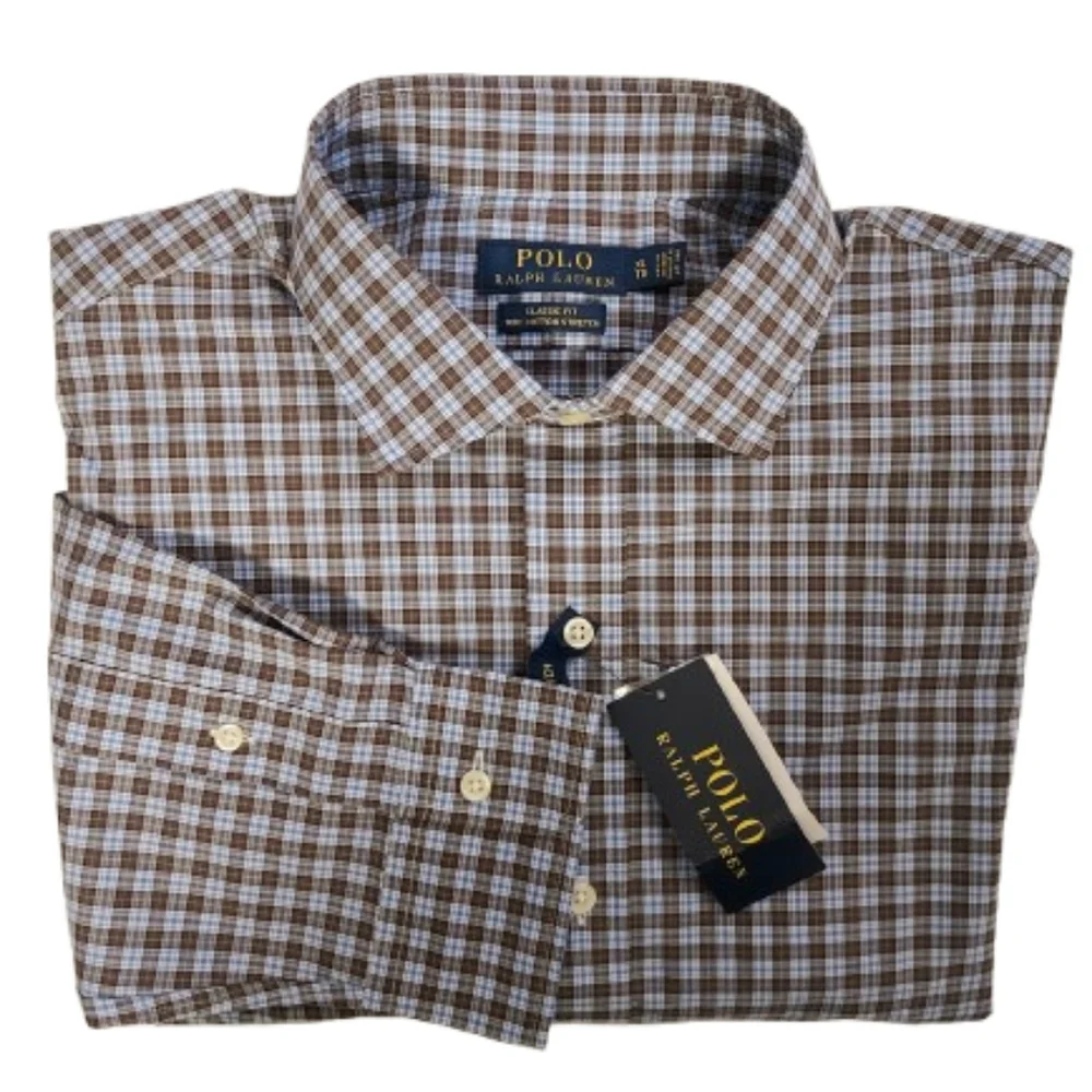 Polo Ralph Lauren Men's Plaid Long Sleeve Classic Fit Shirt Size XL NEW NWT Blue